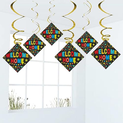 Balloonistics Welcome Home Ceiling Swirl Decorations Birthday Cutout Festive Party Supplies Decorations Event Party (Pack of 6 Swirls and Cutouts) - Image 1
