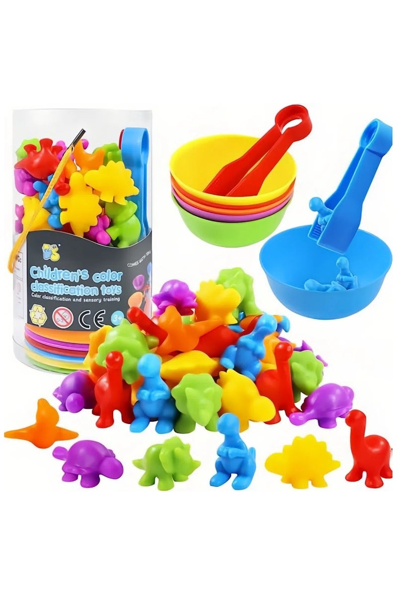 General 48 Pcs Counting animal Toys - Matching Game With Sorting Bowls Preschool Learning Activities For Math, Montessori Sensory Teaching Toys, Counters Color Sorting For Toddlers Kids Boys Girls  - Image 1