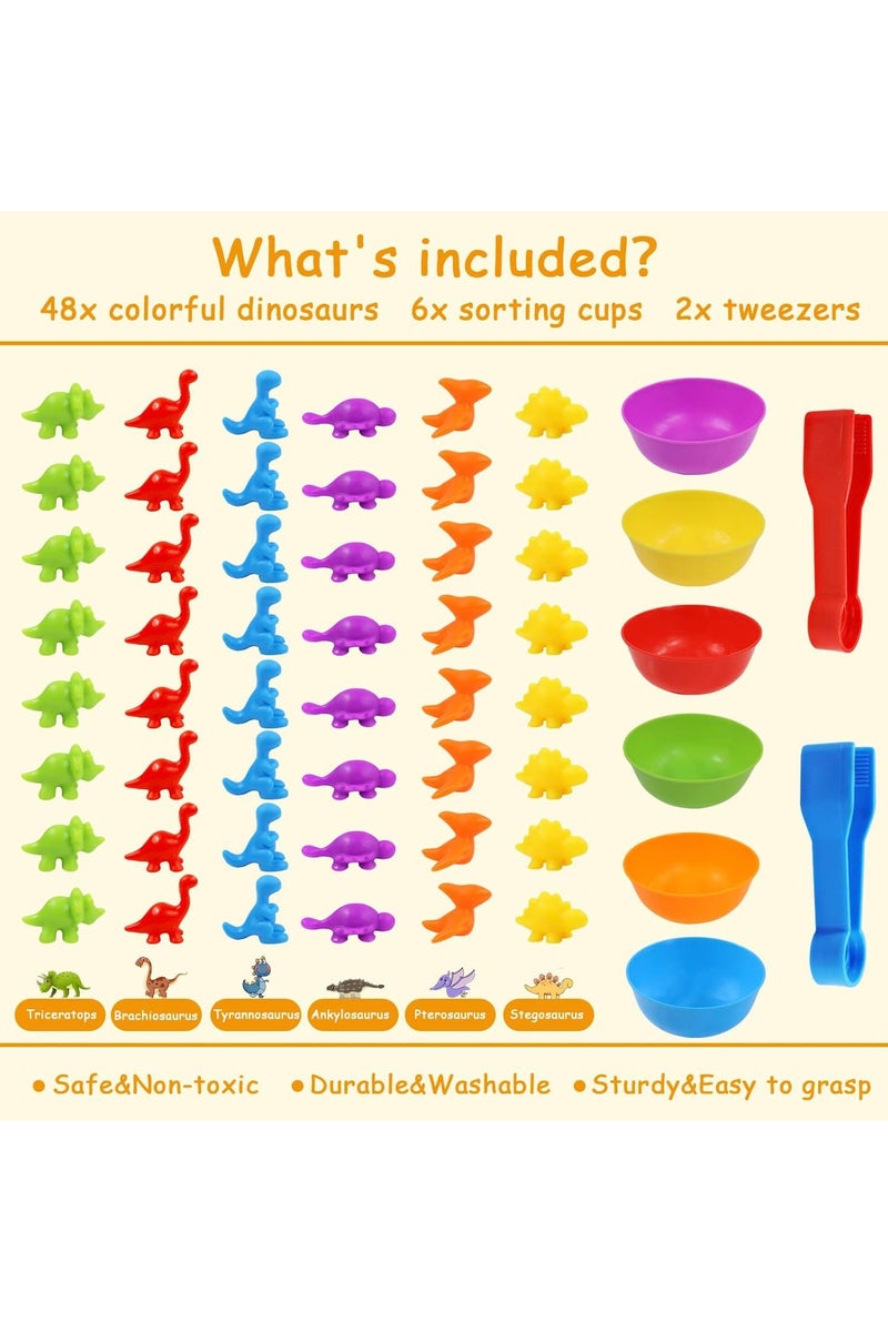 General 48 Pcs Counting animal Toys - Matching Game With Sorting Bowls Preschool Learning Activities For Math, Montessori Sensory Teaching Toys, Counters Color Sorting For Toddlers Kids Boys Girls  - Image 2
