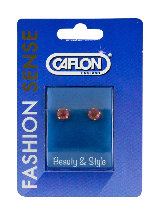 Caflon Fashion Sense Gold Plated | Amethyst Tiffany Earring - 5 Mm