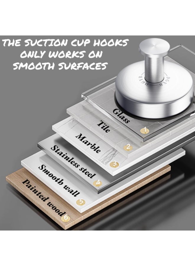 دي جي واي بي مجموعةمن 2 خطافات شفط من النيكل المصقول لمناشف الحمام ، خطافات دش مقاومة للماء من الفولاذ المقاوم للصدأ للاستحمام الداخلي ، خطافات حمام 15 رطلا للمناشف - Image 4