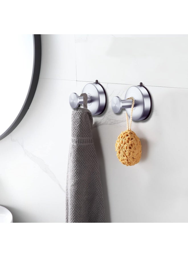 دي جي واي بي مجموعةمن 2 خطافات شفط من النيكل المصقول لمناشف الحمام ، خطافات دش مقاومة للماء من الفولاذ المقاوم للصدأ للاستحمام الداخلي ، خطافات حمام 15 رطلا للمناشف - Image 2