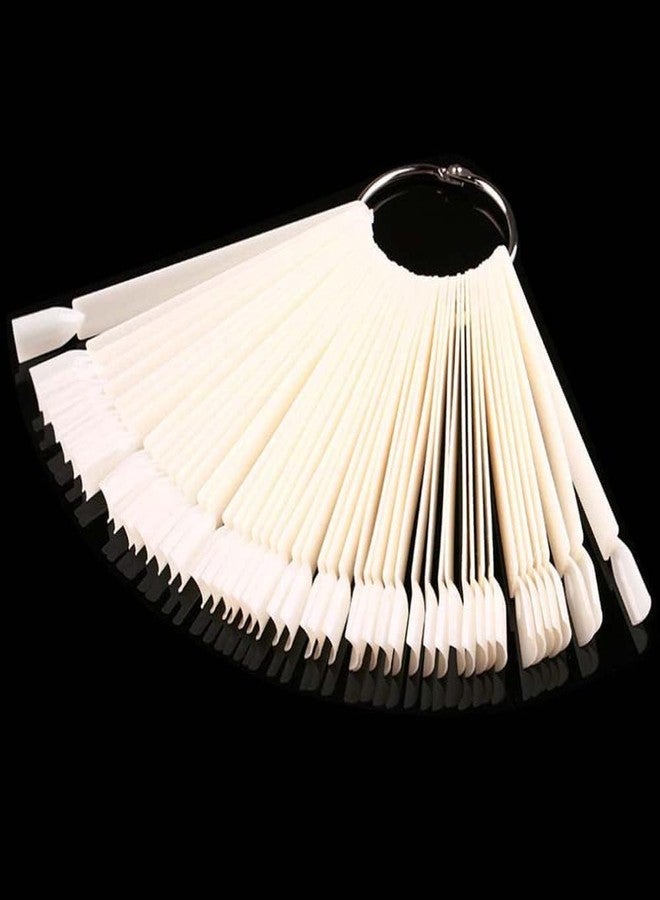 روبي فيس لوحة عرض أطراف طلاء الأظافر على شكل مروحة من روبيفيس، أداة لعرض عصي التدريب مع حامل حلقي معدني ملولب (طبيعي، مجموعة من 50 قطعة) (طبيعي، 50 قطعة) - Image 3