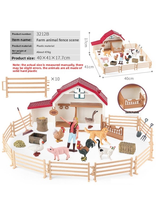 Cross-border Cognitive Simulation Horse Farm Farm Scene Accessories Horse Saddle Horse Fence Trough Fence Model Decoration Suit 