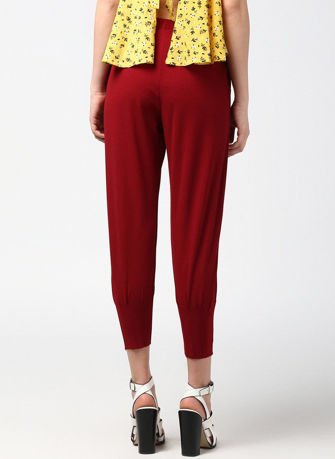 StyleStone Women Maroon Tapered Fit Solid Joggers - Image 3