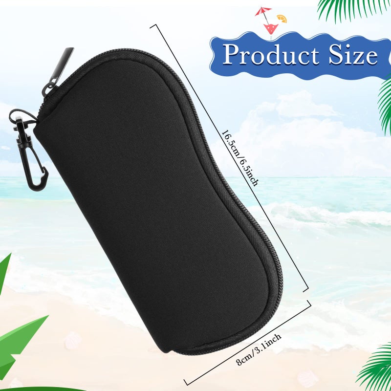 Flutesan Flutesan 3 Pcs Sunglasses Soft Case Ultra Light Zipper Eyeglass Case Portable Neoprene Sunglasses Safety Pouch with Clip(Black, Navy, Red,Printing Style)  - Image 2