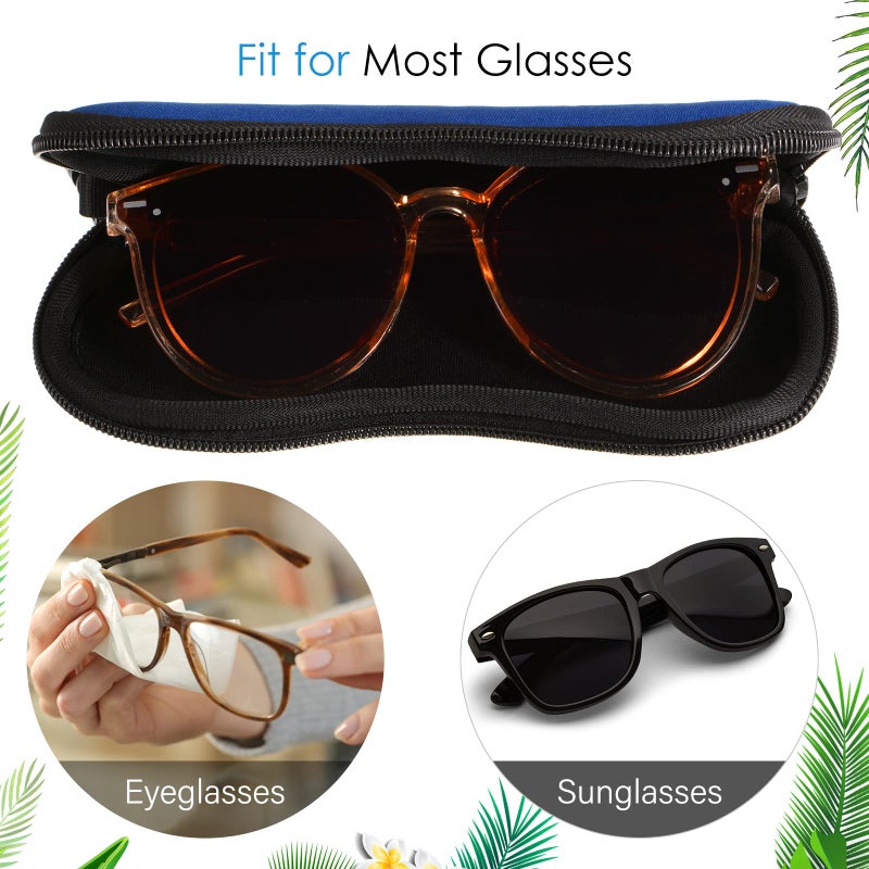 Flutesan Flutesan 3 Pcs Sunglasses Soft Case Ultra Light Zipper Eyeglass Case Portable Neoprene Sunglasses Safety Pouch with Clip(Black, Navy, Red,Printing Style)  - Image 4