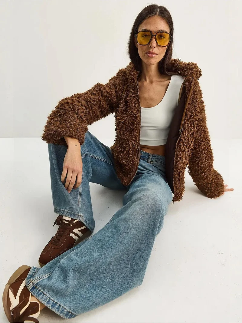 Bianco Lucci LUCCI Hooded Plush Coat