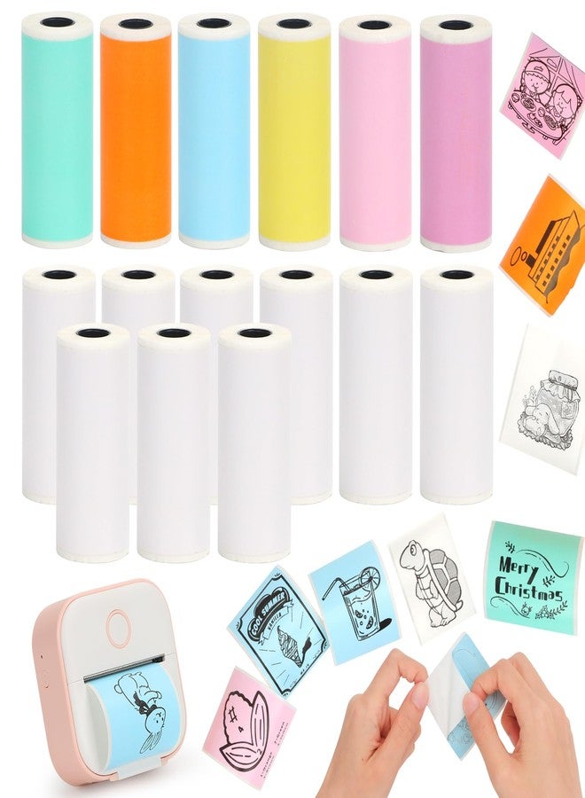 HUIJUTCHEN 15 Rolls Mini Thermal Sticker Paper,53 * 28mm Colorful Inkless Self-adhesive Printing Paper Compatible with Phomemo T02/M02/M02X/M02L Label Maker Printer for Photo,Note,DIY,Memo - Image 1