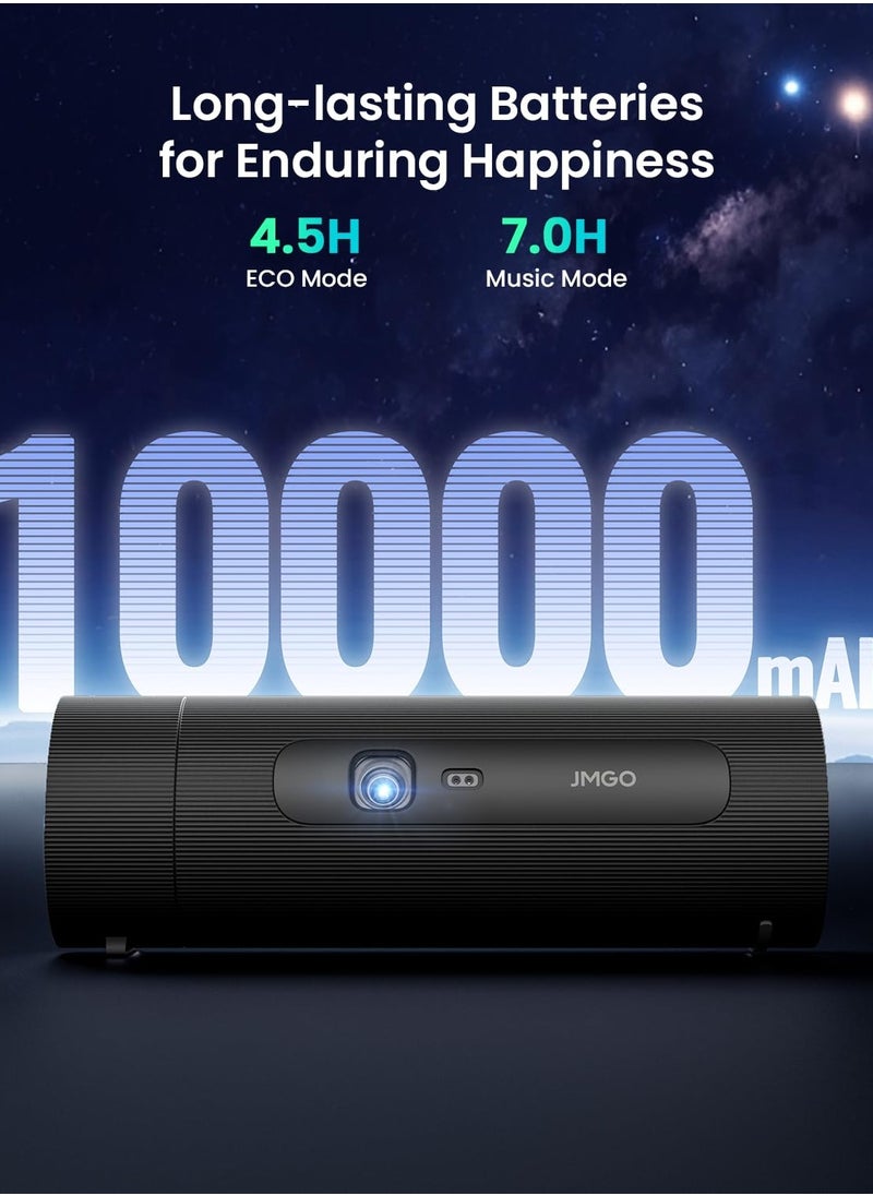 JMGO - PicoFlix Portable Smart Projector, Rotating Gimbal, 1080P FHD, Google TV, Netflix Licensed, 4.5H Battery, HDR10, 10W Speaker - Image 1