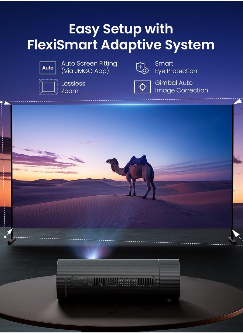 JMGO - PicoFlix Portable Smart Projector, Rotating Gimbal, 1080P FHD, Google TV, Netflix Licensed, 4.5H Battery, HDR10, 10W Speaker - Image 1