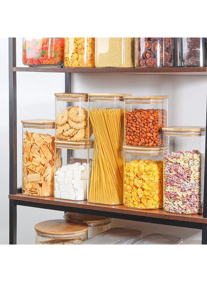 AKDC Set Of 3 Square Glass Jar With Bamboo Lid 3 Size, Kitchen Food Storage - Image 3