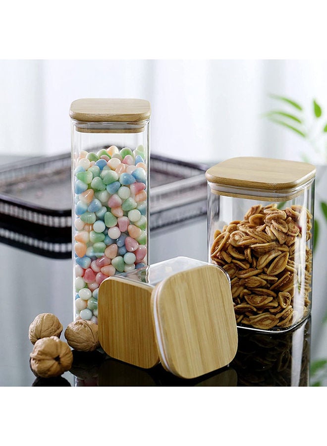 AKDC Set Of 3 Square Glass Jar With Bamboo Lid 3 Size, Kitchen Food Storage - Image 4