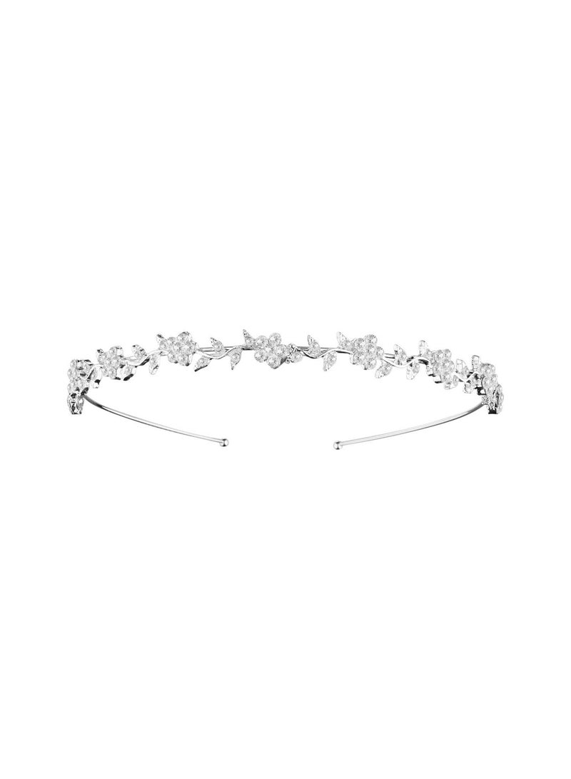 GGOOT Bridal Wedding Tiara Womens Crystal Flower Leaves Headband Silver Rhinestone Tiara Crown Princess Queen Headdress Hair Accessories Wedding Birthday Halloween - Image 1