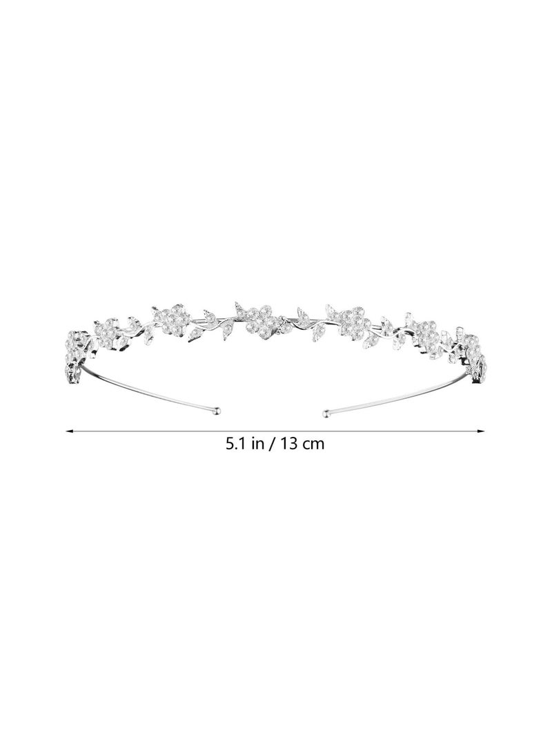GGOOT Bridal Wedding Tiara Womens Crystal Flower Leaves Headband Silver Rhinestone Tiara Crown Princess Queen Headdress Hair Accessories Wedding Birthday Halloween - Image 2