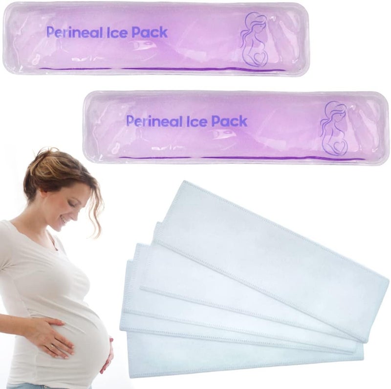 coldchill Reusable Perineal Ice Packs for Postpartum & Hemorrhoid Pain Relief, Hot & Cold Pack for Women After Pregnancy, 2 Ice Pack and 3 Non-Woven Cover. Purple - Image 1