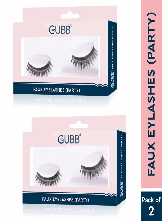 GUBB Eyelash Set With Glue (Party Style) False Eyelashes | Reusable Eyelashes, Quick Eye Makeup For Girls, Women (Pack of 2) - Image 2