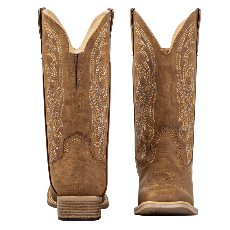 SheSole Extra Wide Calf Cowboy Boots for Women - Confidence & Western Cowgirl Style with Square Toe, Hidden Elastic & Removable Cushion for Easy Comfort (Brown, 7, X-Wide) - Image 5