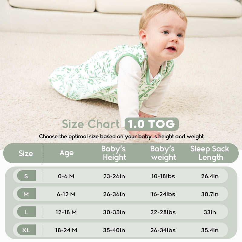 Yoofoss Baby Sleep Sack 12-18 Months TOG 1.0 Baby Wearable Blanket, 2 Pack 100% Organic Cotton Infant Toddler Sleeping Sack 2-Way Zipper Lightweight Sleep Sack - Image 4