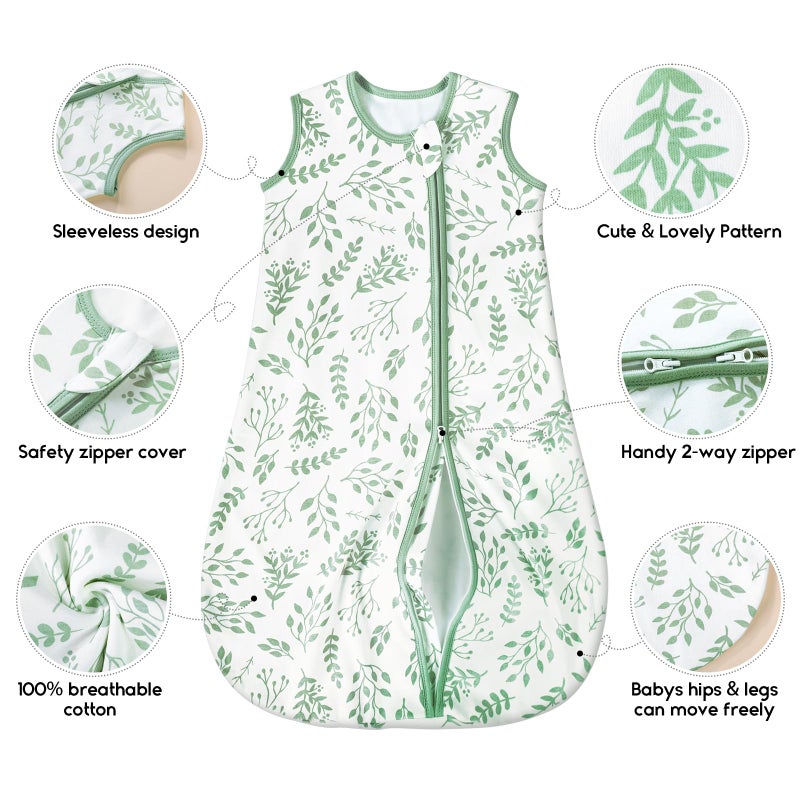Yoofoss Baby Sleep Sack 12-18 Months TOG 1.0 Baby Wearable Blanket, 2 Pack 100% Organic Cotton Infant Toddler Sleeping Sack 2-Way Zipper Lightweight Sleep Sack - Image 5
