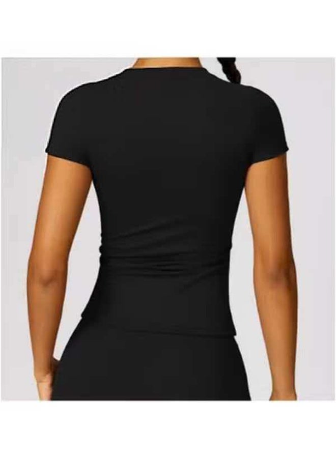 FUREUL AIO Women Breathable Quick Dry Sports T-shirt（black） - Image 1