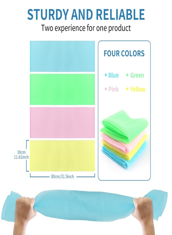 INFICRIME 4 Pack Exfoliating Washcloths Body Scrubber Back Scrubber for Shower - Japanese Korean Style Body Scrubber Back Scrubber, Luffah Towel Net Sponge Loofah, Deep Clean Dead Skin for Smooth Skin - Image 2