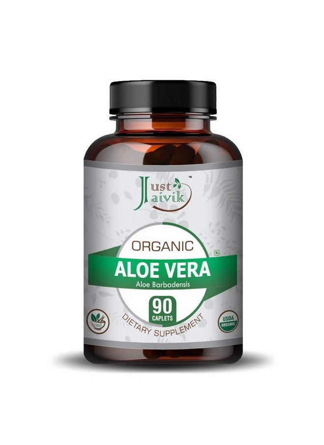 Just Jaivik - Organic Aloe Vera Tablets A Dietary Supplement 750 Mg (Pack 90 Organic Tablets) ; For All Wellness And Rejuvenation - Image 1