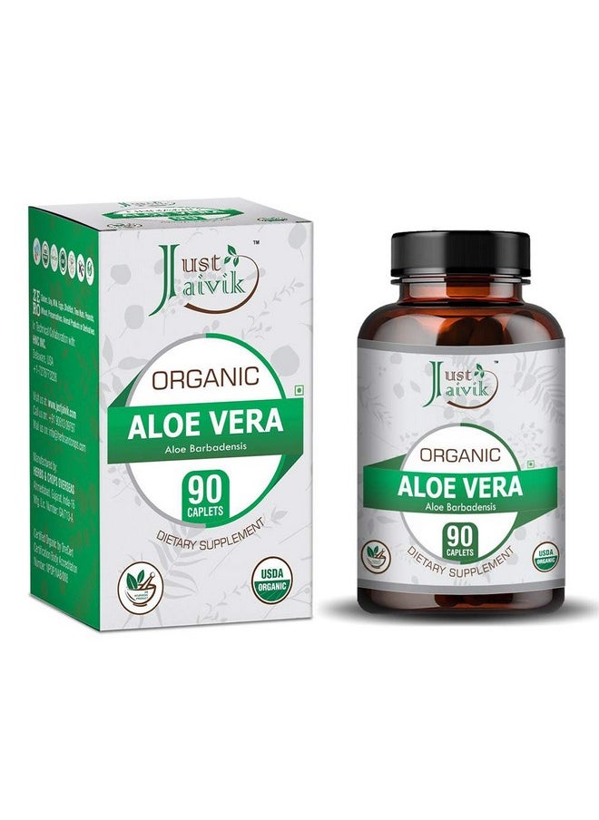 Just Jaivik - Organic Aloe Vera Tablets A Dietary Supplement 750 Mg (Pack 90 Organic Tablets) ; For All Wellness And Rejuvenation - Image 1