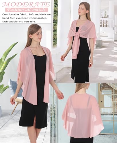 Hotshawl Womens Chiffon Shawls and Wraps, Wedding Party Shawl Scarf for Evening Dresses (Blush) - Image 4