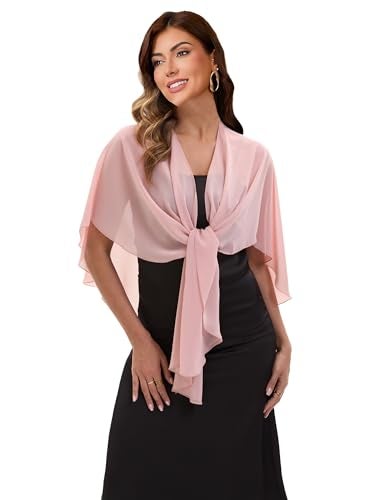 Hotshawl Womens Chiffon Shawls and Wraps, Wedding Party Shawl Scarf for Evening Dresses (Blush) - Image 1