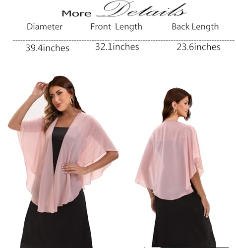 Hotshawl Womens Chiffon Shawls and Wraps, Wedding Party Shawl Scarf for Evening Dresses (Blush) - Image 3