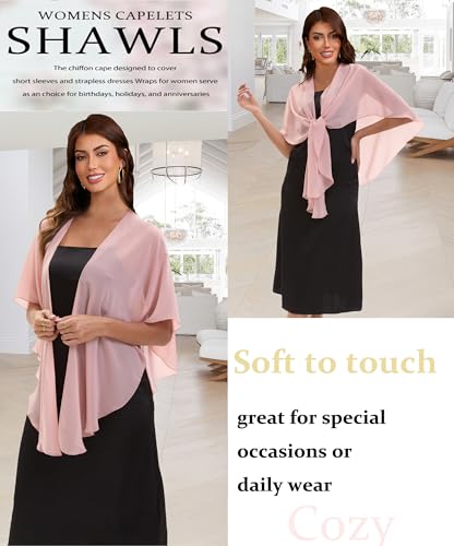 Hotshawl Womens Chiffon Shawls and Wraps, Wedding Party Shawl Scarf for Evening Dresses (Blush) - Image 2