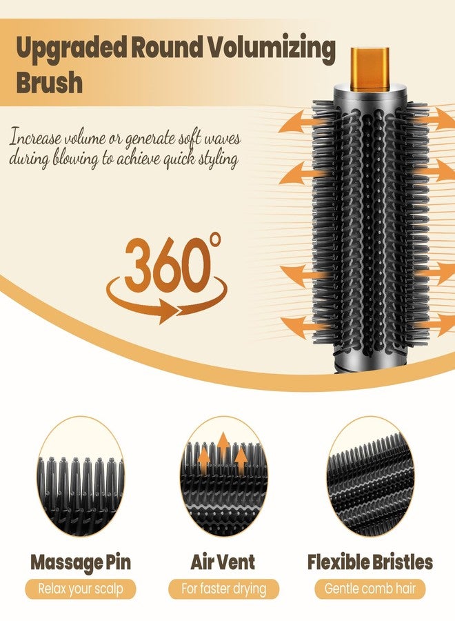 Liopif Upgraded Round Volumizing Brush Compatible with Dyson Airwrap Attachments,Round Brush Hair Accessories Compatible with Airwrap HS01/05/08 for Straighten Dry Curls Add Volume (Nickel/Copper) - Image 4