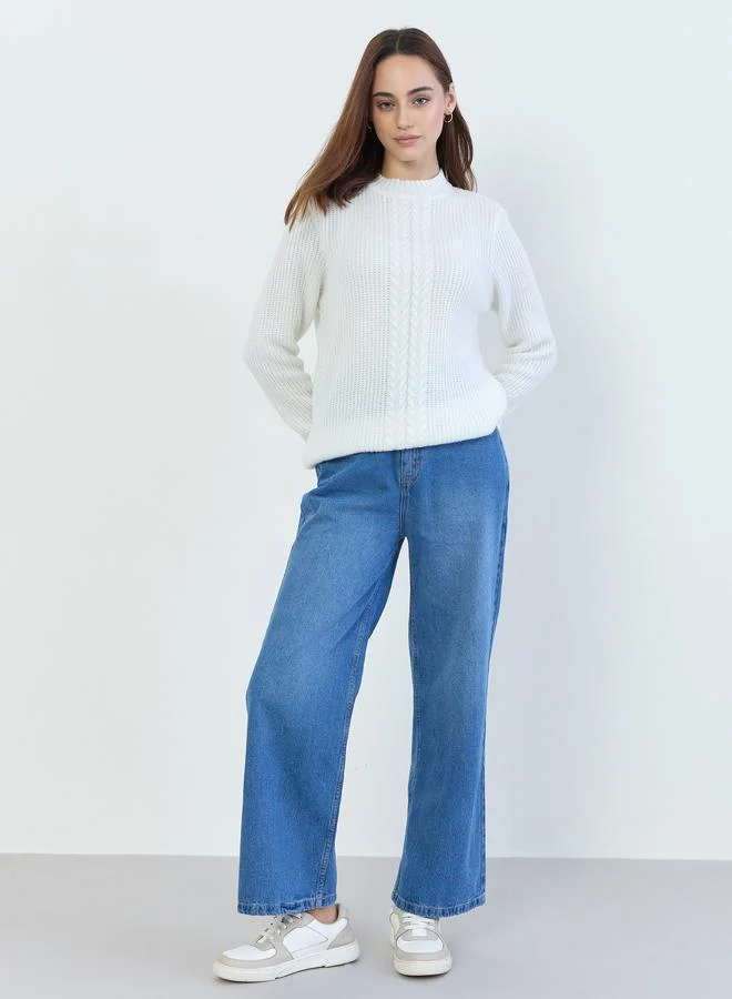 Styli Cream Cable Knit Sweater