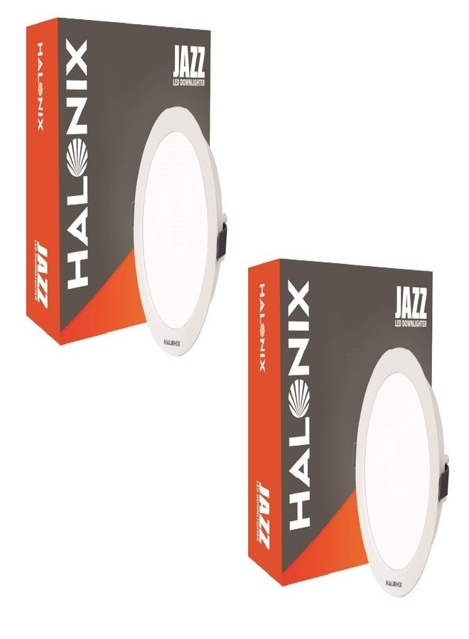 Halonix مصباح سقف غائر أبيض من البولي كربونات من هالونيكس، 12 واط | فتحة 4 بوصة | إضاءة سقف غائرة ساطعة | مصباح LED غائر مع حماية من زيادة التيار | عبوة من قطعتين - Image 1