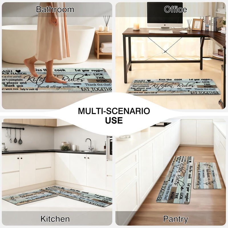 wyoansfhd Farmhouse Kitchen Rug Sets of 2 Piece Non Slip Kitchen Rugs and Mats Washable Kitchen Mats for Kitchen Floor Mat Carpet Runner Rugs for Hallway Laundry Decor 17"x30"+17"x47" - Image 5