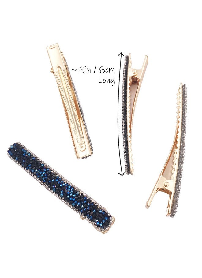 Lizzie Kay 4 Rhinestone Crystal Long Slim Beak Duckbill Alligator Clip Pin Hair Accessories Women Girls  - Image 4