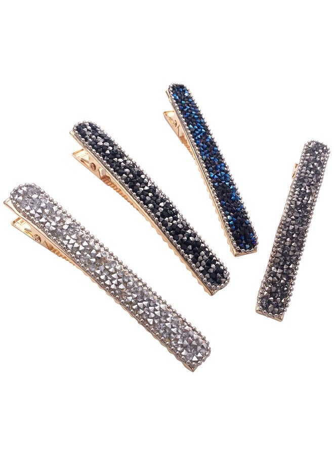 Lizzie Kay 4 Rhinestone Crystal Long Slim Beak Duckbill Alligator Clip Pin Hair Accessories Women Girls  - Image 3
