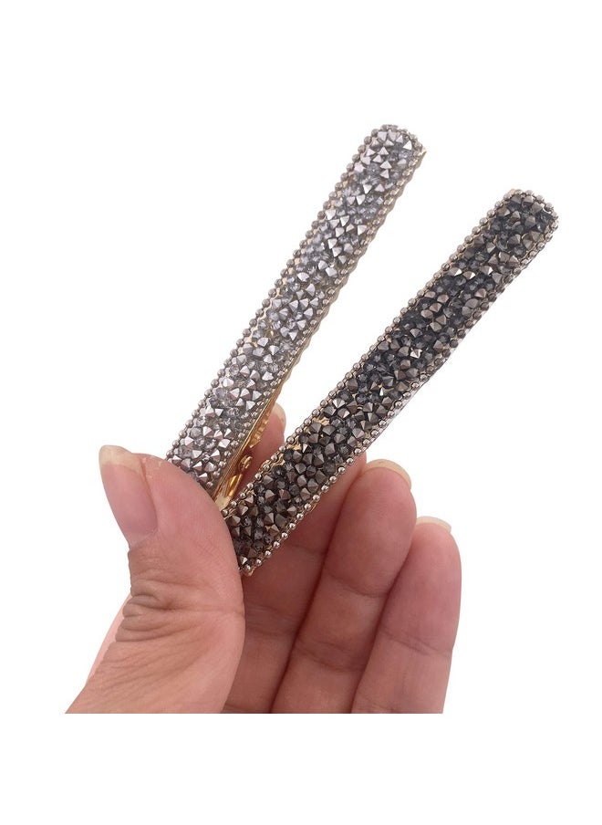 Lizzie Kay 4 Rhinestone Crystal Long Slim Beak Duckbill Alligator Clip Pin Hair Accessories Women Girls  - Image 5