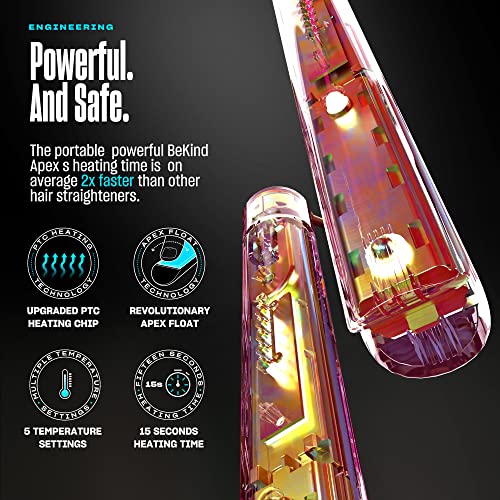 Bekind Apex 2-in-1 Hair Straightener Flat Iron | 1“ 460°F Straightener & Curler for All Hairstyles | UltraSmooth Tech | 15s Fast Heating & Temp Memory | Gift Set for Girls Women (Crystal Blue) - Image 5