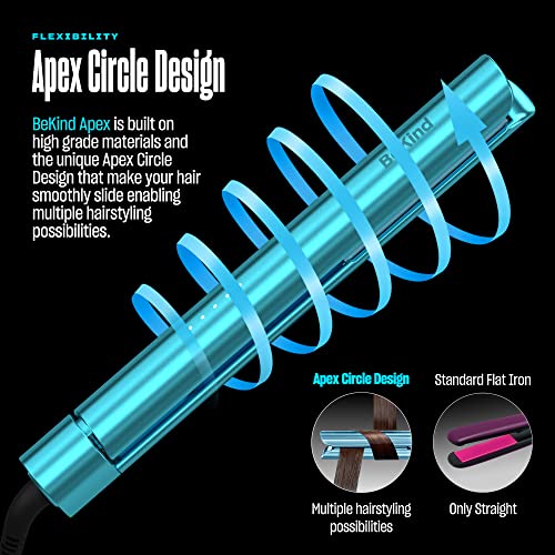Bekind Apex 2-in-1 Hair Straightener Flat Iron | 1“ 460°F Straightener & Curler for All Hairstyles | UltraSmooth Tech | 15s Fast Heating & Temp Memory | Gift Set for Girls Women (Crystal Blue) - Image 2