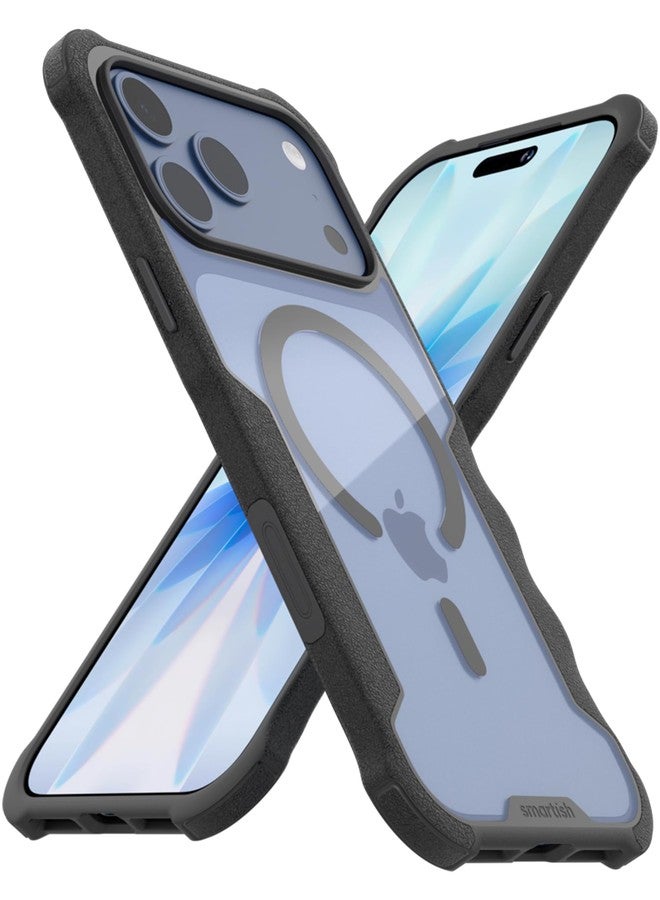 سمارتيش جراب Smartish® MagSafe لهاتف iPhone 17 Pro Max - جراب Gripzilla المغناطيسي الشفاف الواقي [متين وقوي] قبضة شديدة التحمل - غطاء مقاوم للاصفرار تم اختباره ضد السقوط لهاتف Apple iPhone 17 Pro Max - أسود شفاف - Image 1