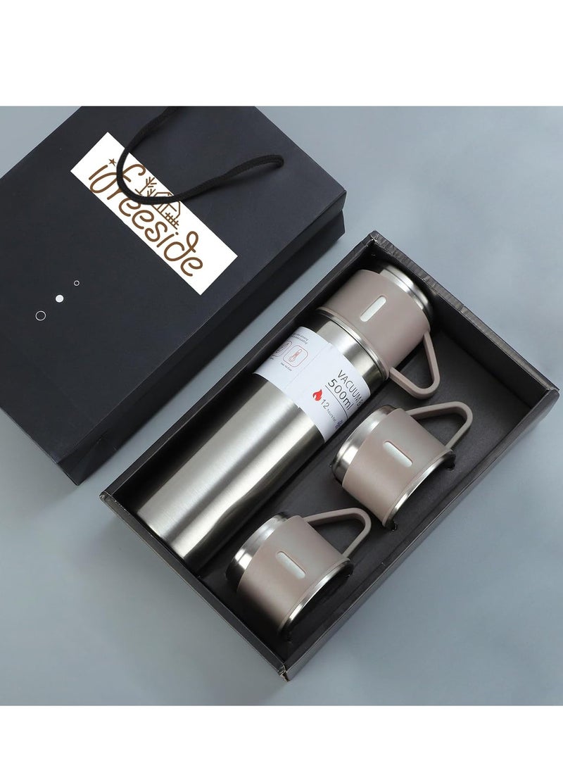 ELTRAZONE Stainless Steel Thermos Flask Set Stainless Steel Coffee Tumbler Gift Box Commercial Gift Vacuum Insulated Bottle Hot Drink Water Bottle Cold Drink Water Bottle (Steel color) - Image 5