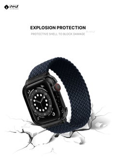 INEIX Nylon Braided Solo Loop Replacement Strap With Glittering Case For Apple Watch 44 mm (130 mm Strap Length) - Dark Blue  - Image 3