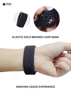 INEIX Nylon Braided Solo Loop Replacement Strap With Glittering Case For Apple Watch 44 mm (130 mm Strap Length) - Dark Blue  - Image 4
