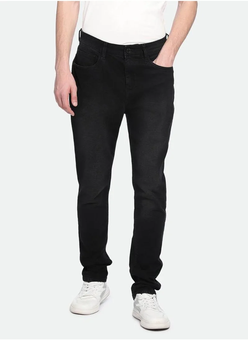 Dennis Lingo Men's Black 100% Cotton Solid Full Length Slim Fit Jeans