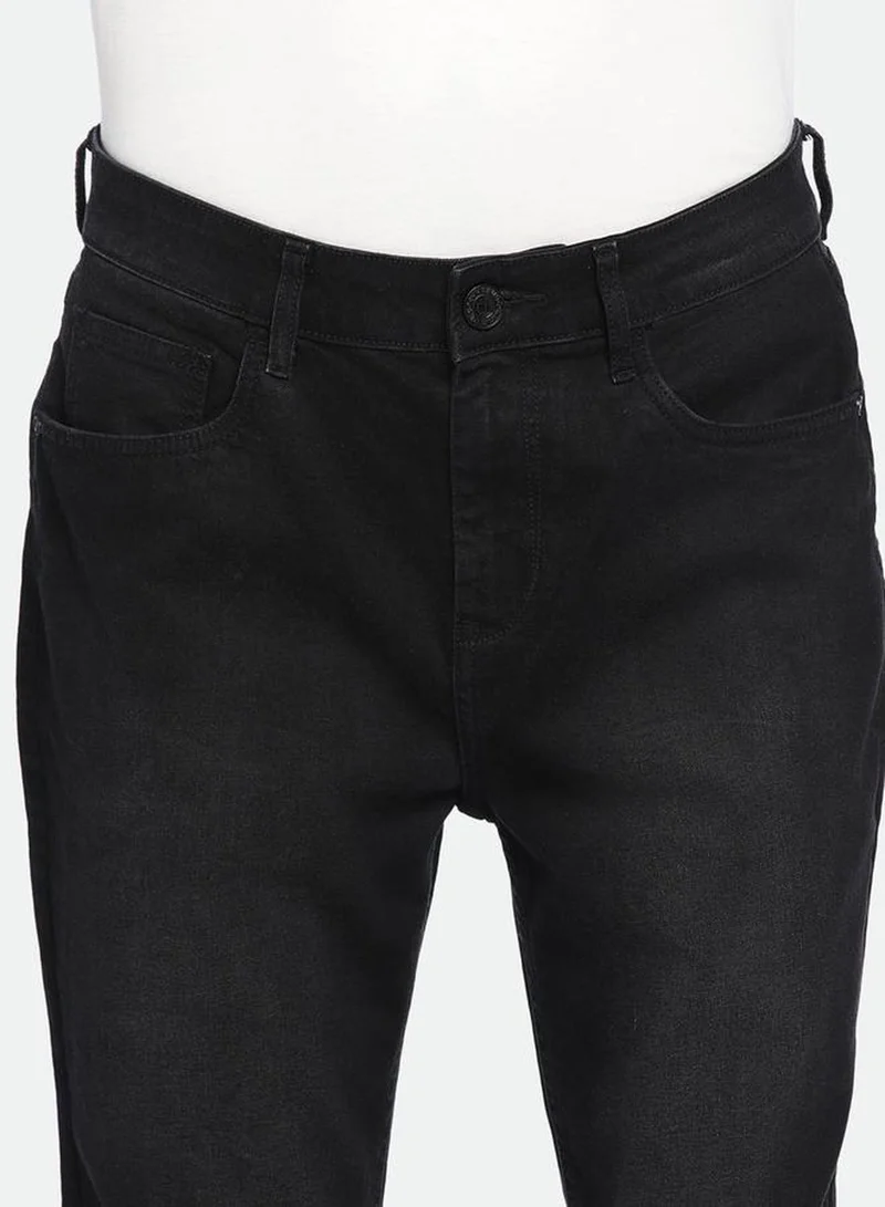 Dennis Lingo Men's Black 100% Cotton Solid Full Length Slim Fit Jeans