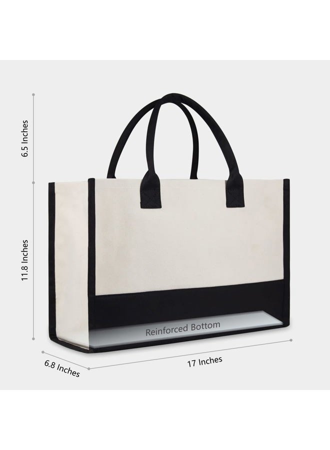 TOPDesign Personalized Initial Canvas Beach Bag, Monogrammed Gift Tote Bag for Women, P, Medium - Image 4