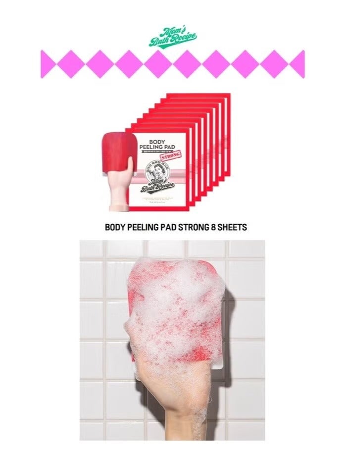 Moms Bath Recipe Mom's Bath Recipe Body Peeling Pad Strong 8 Sheets, All in One Bubble Body Wash & Scrub Gloves with Kelp & Biotics, Intense Exfoliating Mitts for Dead Skin Cells, Goosebumps and Scaly Skin,  - Image 2