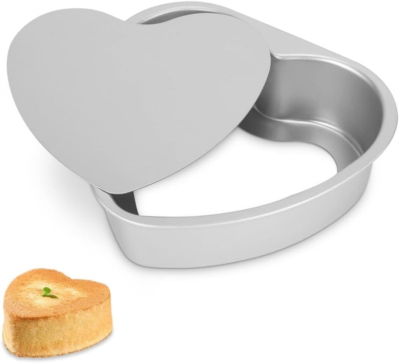 Azonee Heart Shaped Cake Pan, 8 Inch Aluminium Cake Baking Pans, Muffin Cheesecake Mold Bakeware with Removable Bottom, Nonstick Heart Shaped Molds for Kitchen Birthday Valentine Day Wedding - Image 1
